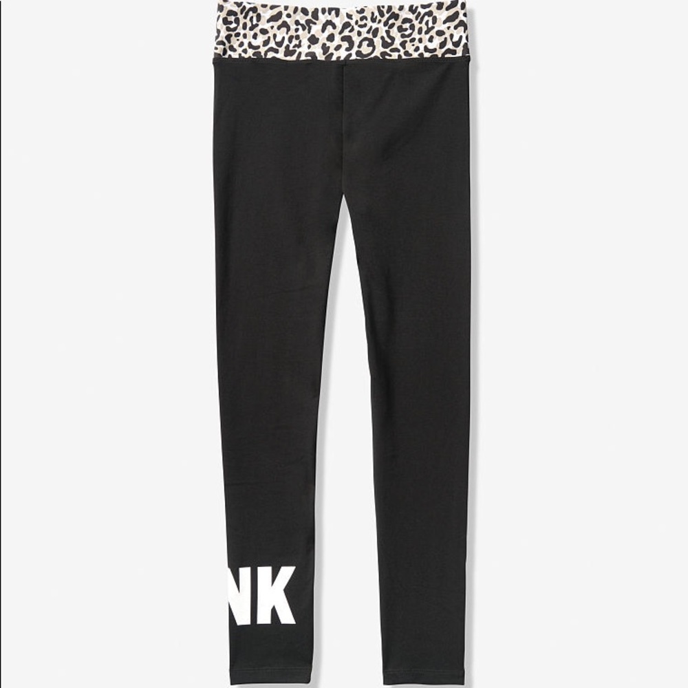 ๐VS PINK LEOPARD & BLACK COTTON LOGO LEGGING - Picture 4 of 7